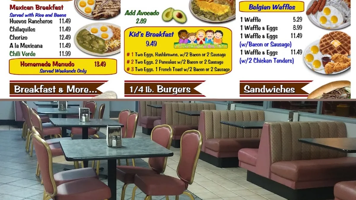 Clean restaurant area for dine-in meals.