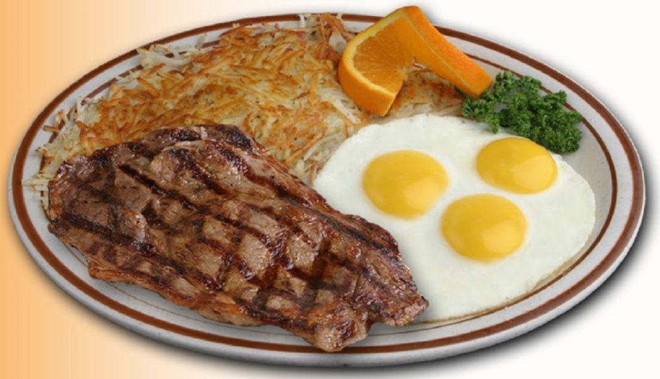 Menu page with burgers, breakfast, and Mexican dishes.